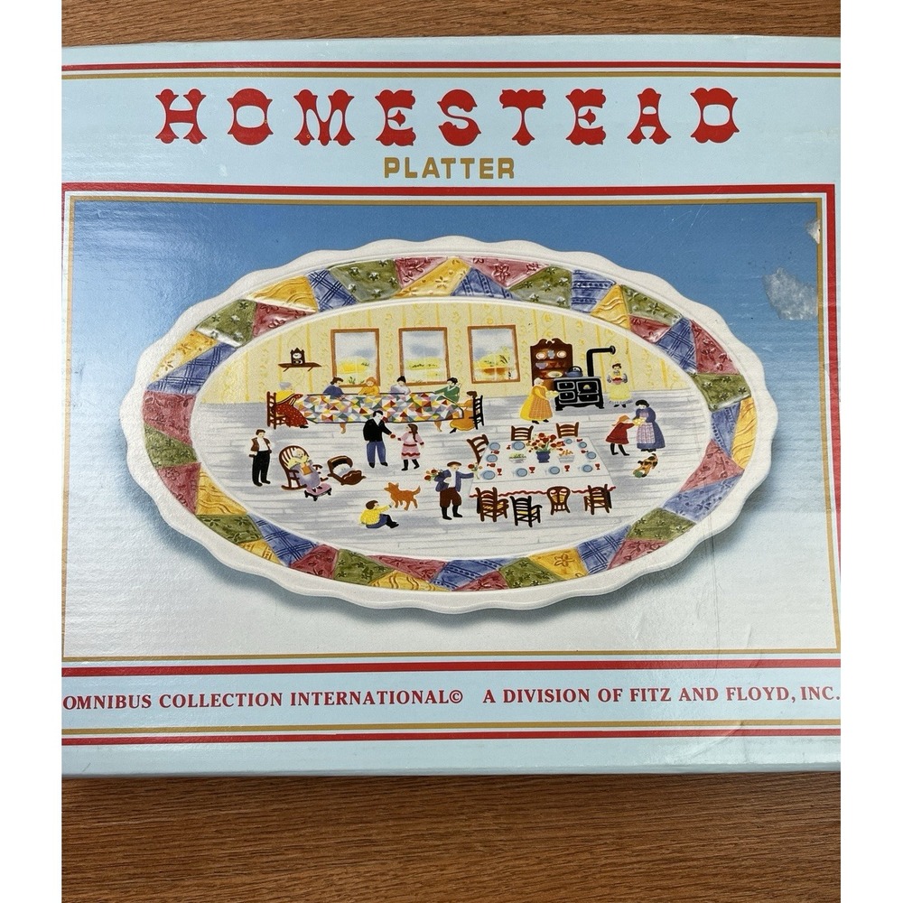 Vintage 1993 Fitz and Floyd Omnibus OCI 12" Homestead Platter NEW in Box - Picture 9 of 10
